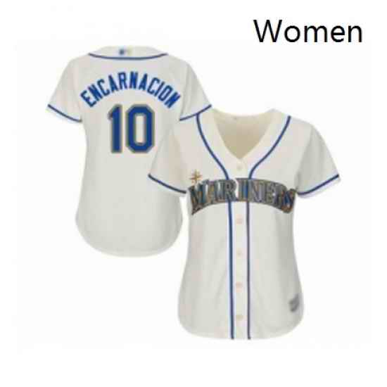 Womens Seattle Mariners 10 Edwin Encarnacion Replica Cream Alternate Cool Base Baseball Jersey